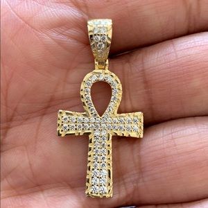 New 925 Silver Sterling with C Z Ankh Pendant